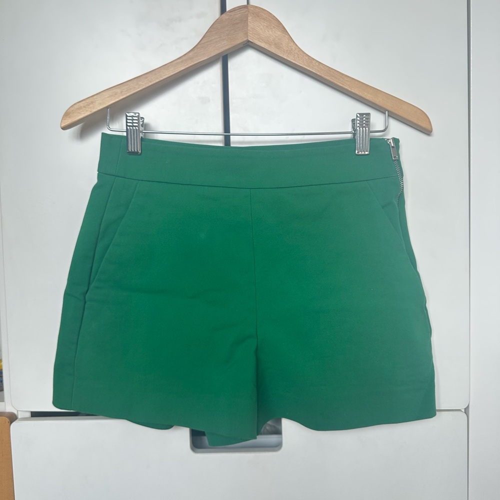 Zara Emerald High-Waist Tailored Shorts